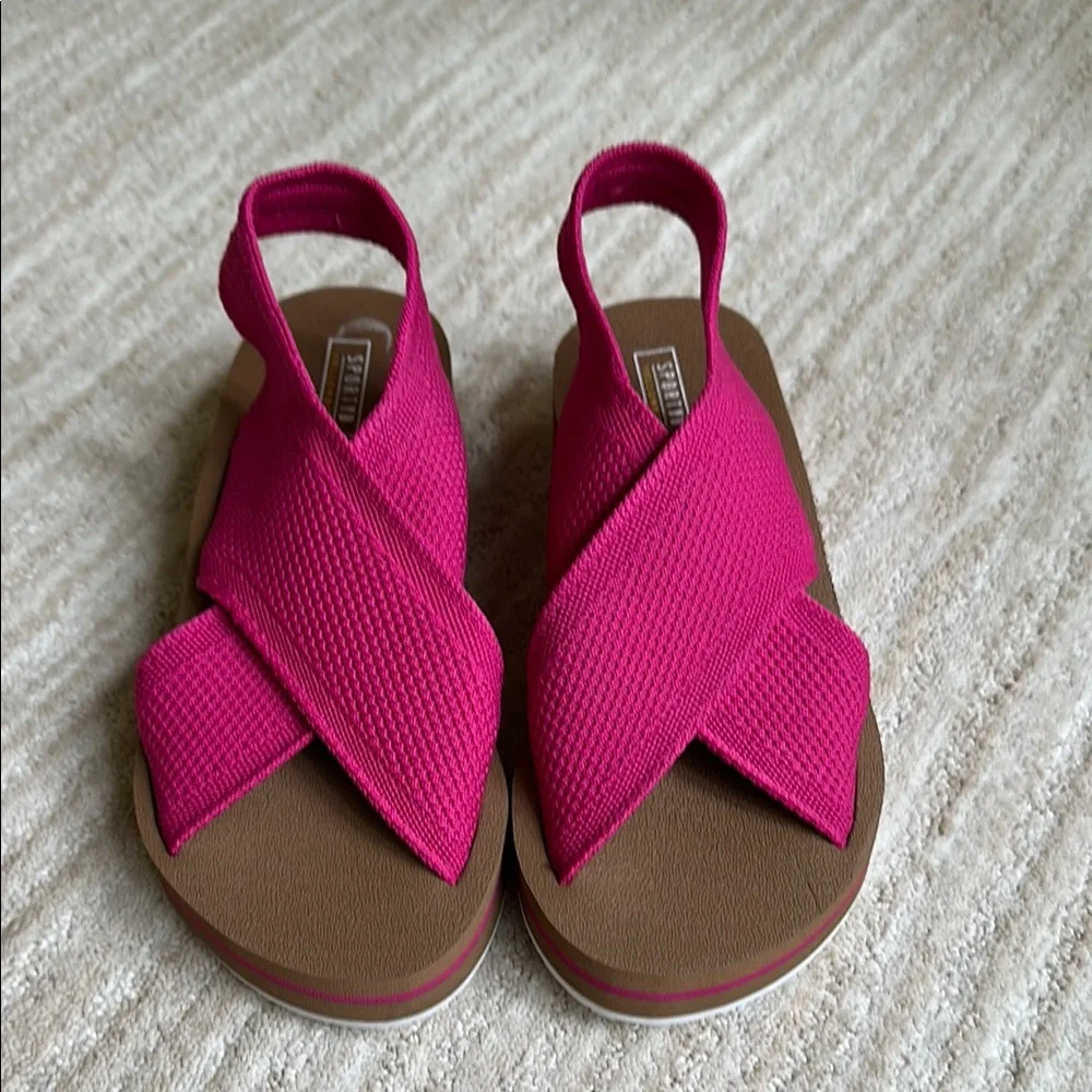Yellow Box Miranda Knit Flatform Wedge Sandal SPORTYB™ Collection Pink Size 6.5 - Picture 4 of 17